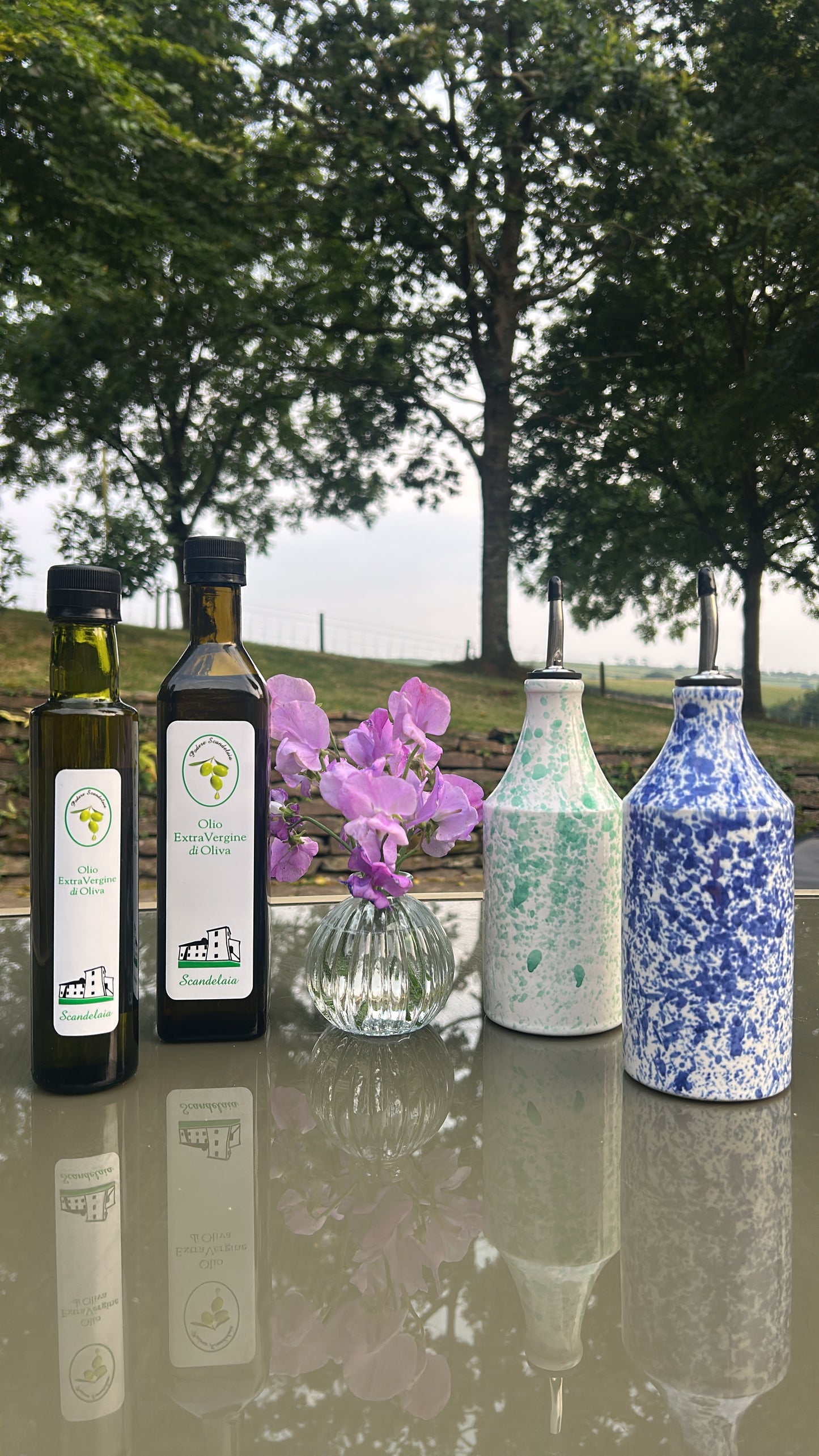 Ceramic Olive Oil Bottle - 350ml Large Splatter